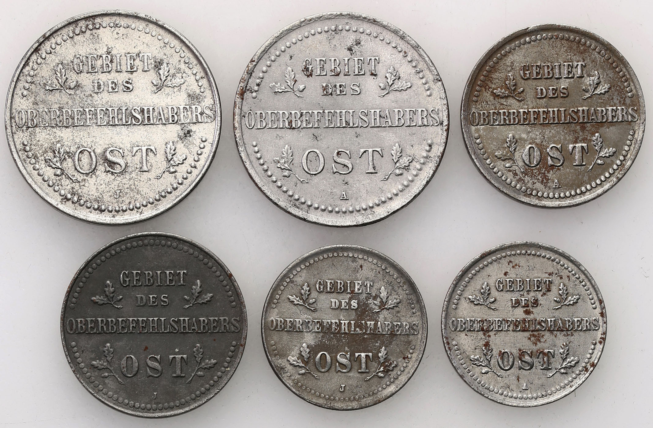 Polska - OST. 1, 2, 3, kopiejki 1916, zestaw 6 monet